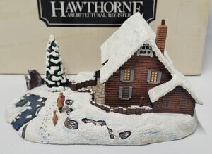 Currier & Ives Winter Moonlight Hawthorne Village 1995 Sculpture Box COA